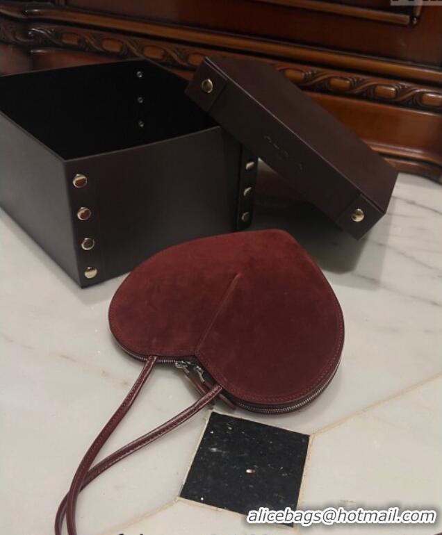 Well Crafted Alaia Le Cœur Heart Bag in Suede 1030 Burgundy 2024