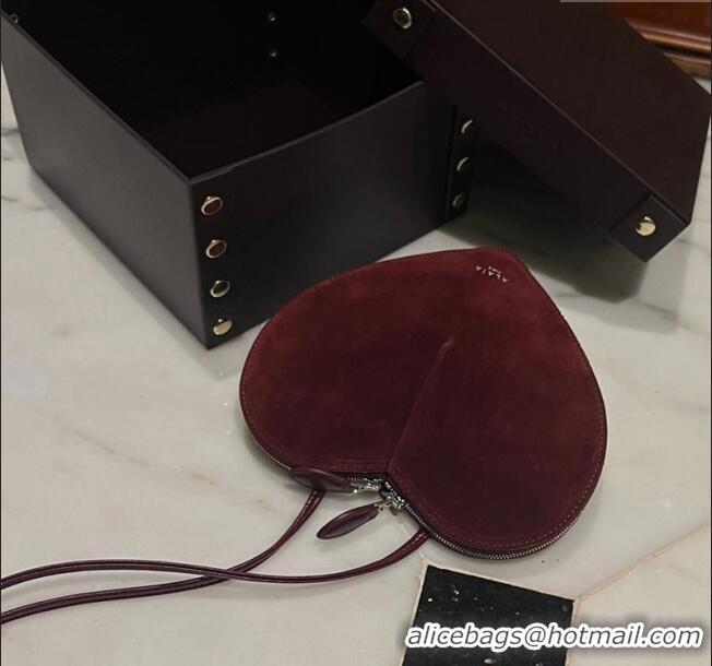 Well Crafted Alaia Le Cœur Heart Bag in Suede 1030 Burgundy 2024