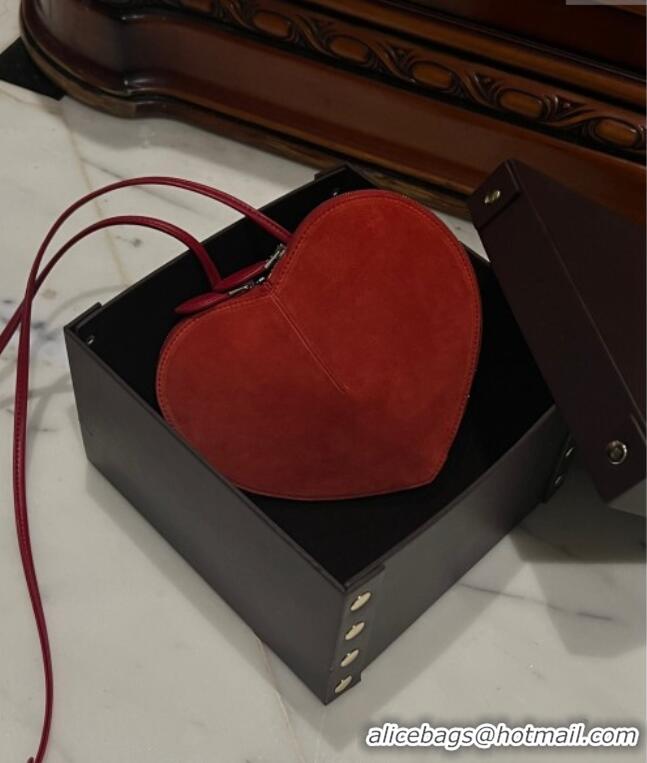 Luxury Cheap Alaia Le Cœur Heart Bag in Suede 1030 Red 2024