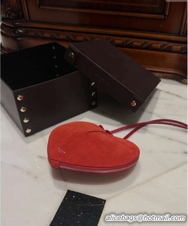 Luxury Cheap Alaia Le Cœur Heart Bag in Suede 1030 Red 2024