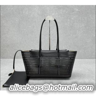 Reasonable Price Alaia Mina Large Tote bag in Laser-cut leather 4422 Black 2024