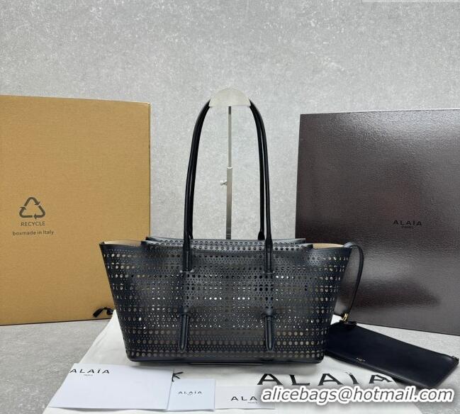 Reasonable Price Alaia Mina Large Tote bag in Laser-cut leather 4422 Black 2024