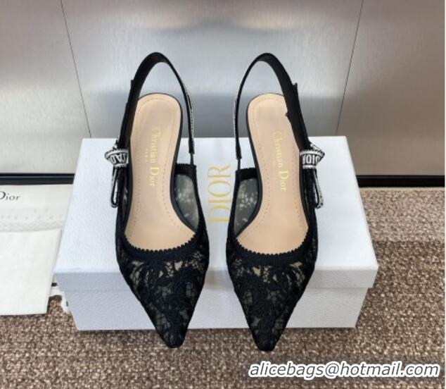 Good Product Dior J'Adior Slingback Pumps 6.5cm in Transparent Mesh with Black Chardons Embroidery 1231040