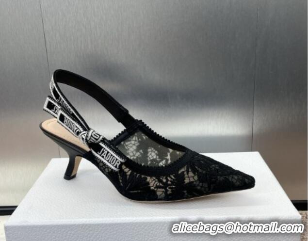 Good Product Dior J'Adior Slingback Pumps 6.5cm in Transparent Mesh with Black Chardons Embroidery 1231040