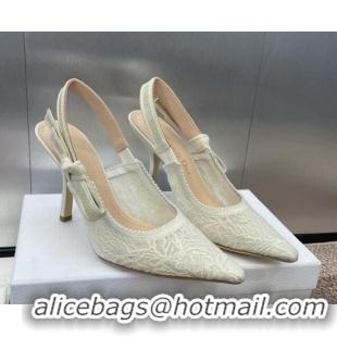 Good Looking Dior J'Adior Slingback Pumps 9.5cm in Transparent Mesh Embroidered with White Dior Cabinet de la Mer Motif 