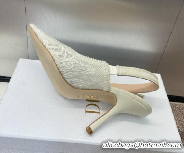 Good Looking Dior J'Adior Slingback Pumps 9.5cm in Transparent Mesh Embroidered with White Dior Cabinet de la Mer Motif 