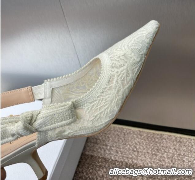 Big Discount Dior J'Adior Slingback Pumps 6.5cm in Transparent Mesh Embroidered with White Dior Cabinet de la Mer Motif 