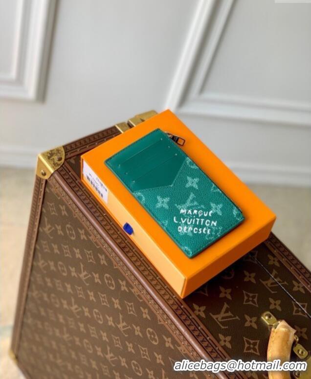 Promotional Louis Vuitton Coin Card Holder Wallet in Monogram Heritage Canvas M12660 Green 2025