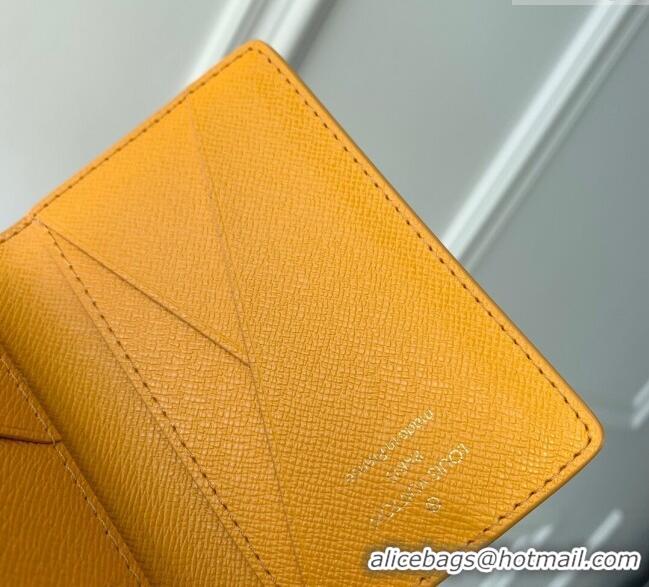 Top Design Louis Vuitton Pocket Organizer Wallet in Monogram Heritage Canvas M12659 Yellow 2025