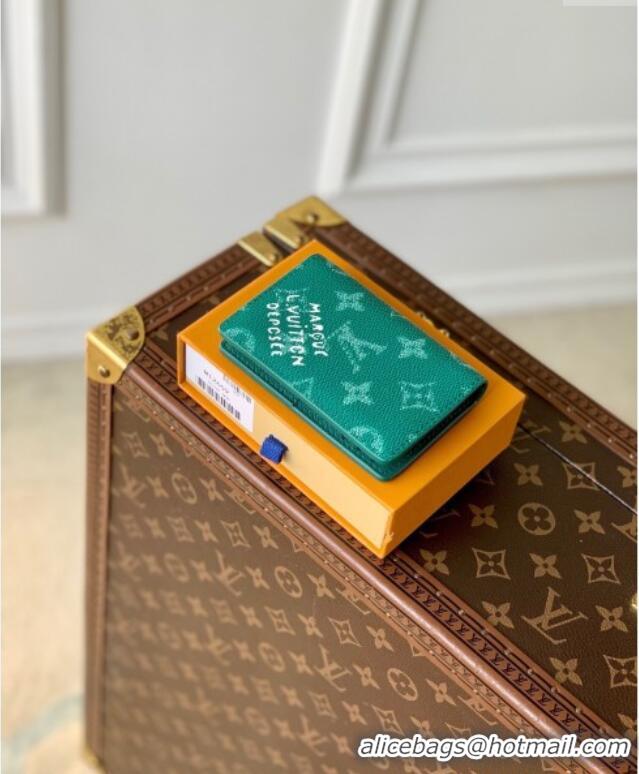 Super Quality Louis Vuitton Pocket Organizer Wallet in Monogram Heritage Canvas M12658 Green 2025