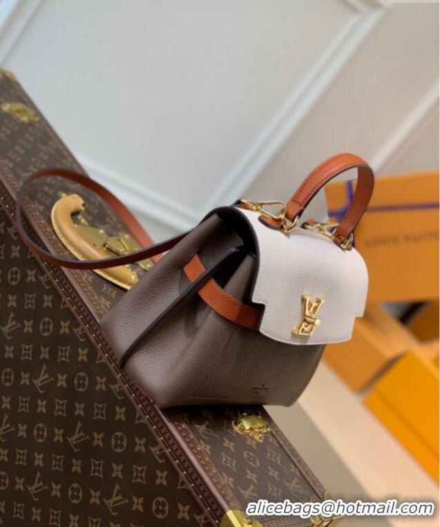 Shop Grade Louis Vuitton Lockme Ever BB Bag in Soft Grained Calfskin M58978 Brown/White 2025