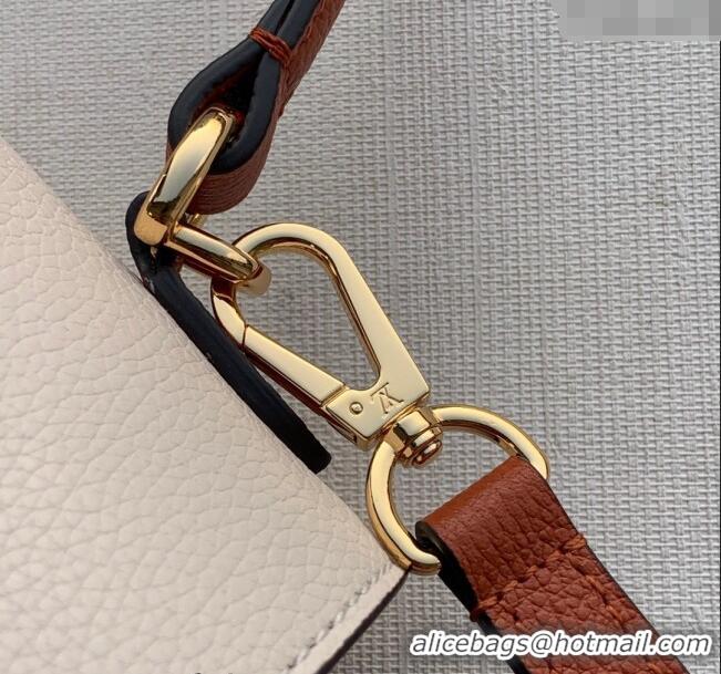 Shop Grade Louis Vuitton Lockme Ever BB Bag in Soft Grained Calfskin M58978 Brown/White 2025