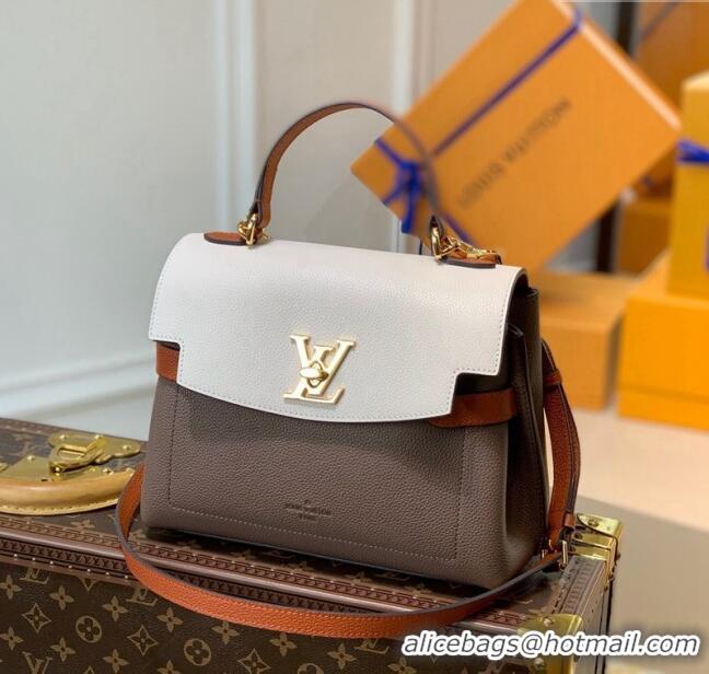 Shop Grade Louis Vuitton Lockme Ever BB Bag in Soft Grained Calfskin M58978 Brown/White 2025