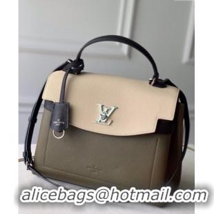 Famous Brand Louis Vuitton Lockme Ever BB Top Handle Bag in Soft Grained Calfskin M51395 Green/Cream 2025