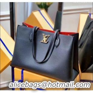 Super Quality Louis Vuitton Lockme Shopper Tote Bag in Grained Leather M57345 Black 2025