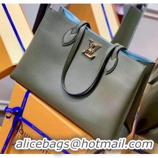 Well Crafted Louis Vuitton Lockme Shopper Tote Bag in Grained Leather M57508 Khaki Green 2025