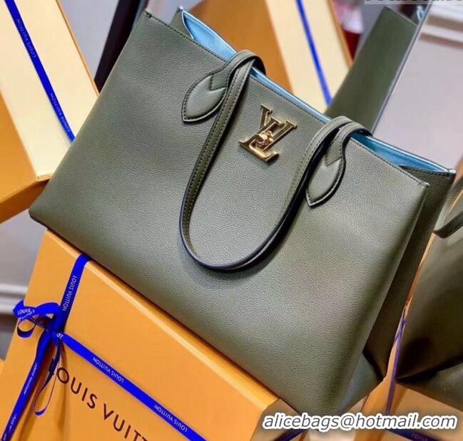 Well Crafted Louis Vuitton Lockme Shopper Tote Bag in Grained Leather M57508 Khaki Green 2025