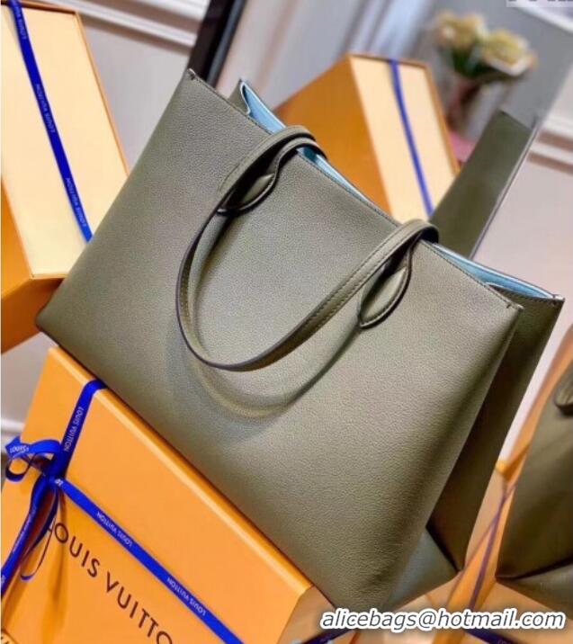 Well Crafted Louis Vuitton Lockme Shopper Tote Bag in Grained Leather M57508 Khaki Green 2025