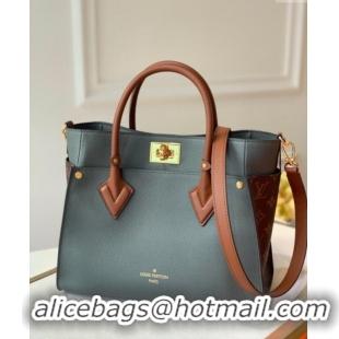 Famous Brand Louis Vuitton On My Side MM Tote Bag in Leather and Monogram Canvas M56550 Dark Grey 2025