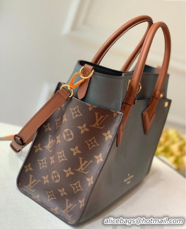 Famous Brand Louis Vuitton On My Side MM Tote Bag in Leather and Monogram Canvas M56550 Dark Grey 2025