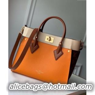 Trendy Design Louis Vuitton On My Side MM Tote Bag in Leather and Monogram Canvas M53823 Orange 2025