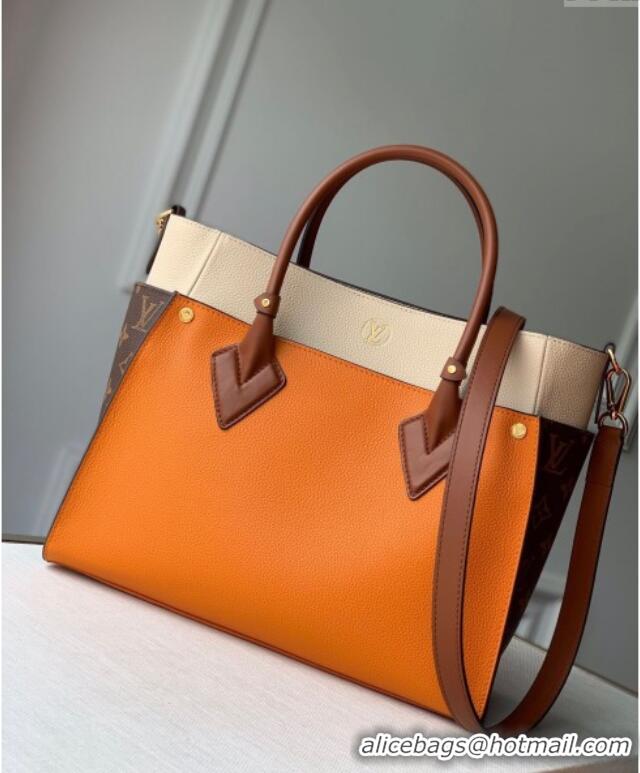 Trendy Design Louis Vuitton On My Side MM Tote Bag in Leather and Monogram Canvas M53823 Orange 2025