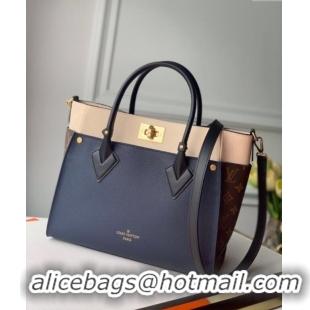 Top Design Louis Vuitton On My Side MM Tote Bag in Leather and Monogram Canvas M55933 Dark Blue 2025