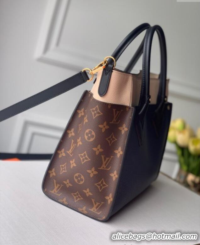 Top Design Louis Vuitton On My Side MM Tote Bag in Leather and Monogram Canvas M55933 Dark Blue 2025