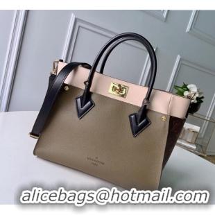 Top Grade Louis Vuitton On My Side MM Tote Bag in Leather and Monogram Canvas M55302 Green/Pink 2025