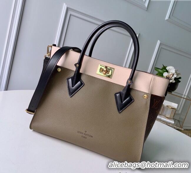 Top Grade Louis Vuitton On My Side MM Tote Bag in Leather and Monogram Canvas M55302 Green/Pink 2025