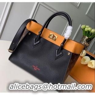 Low Cost Louis Vuitton On My Side MM Tote Bag in Leather and Monogram Canvas M53823 Black/Orange 2025