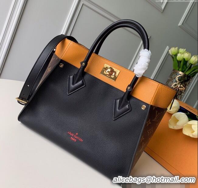 Low Cost Louis Vuitton On My Side MM Tote Bag in Leather and Monogram Canvas M53823 Black/Orange 2025