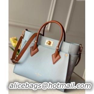 Grade Quality Louis Vuitton On My Side MM Tote Bag in Perforated Mahina and Leather M56078 Light Blue 2025