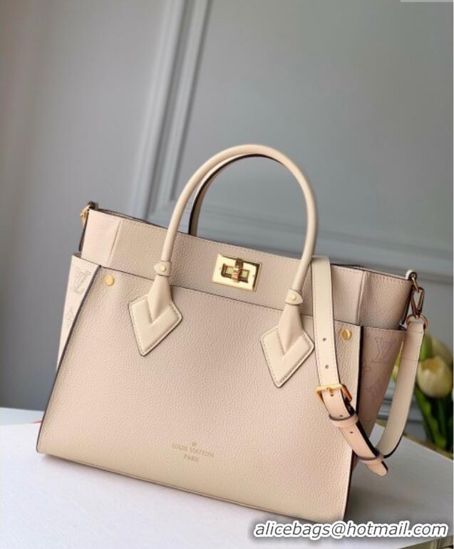 Modern Cheap Louis Vuitton On My Side MM Tote Bag in Perforated Mahina and Leather M55802 Cream White 2025