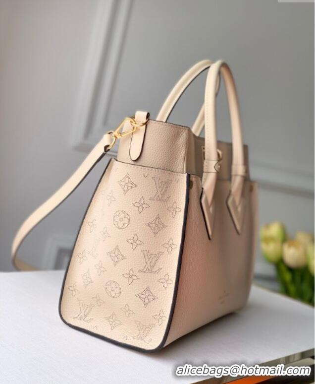 Modern Cheap Louis Vuitton On My Side MM Tote Bag in Perforated Mahina and Leather M55802 Cream White 2025