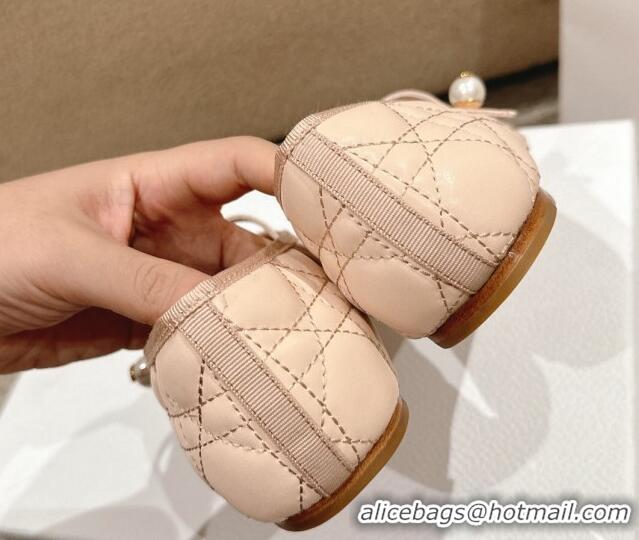 Good Looking Dior Mary Janes Ballet Flats in Quilted Cannage Calfskin with Pearl Nude Pink 1231085