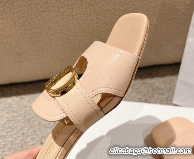 Popular Style Dior 30 Montaigne Heeled Slides Sandal 3.5cm in Calfskin Nude Pink 1231106