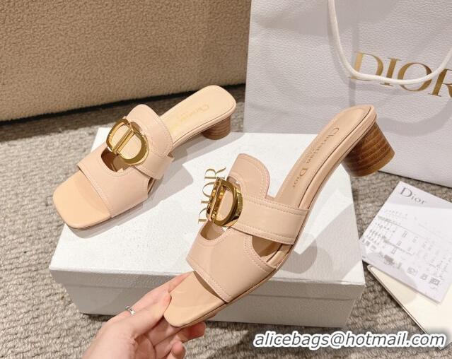 Popular Style Dior 30 Montaigne Heeled Slides Sandal 3.5cm in Calfskin Nude Pink 1231106