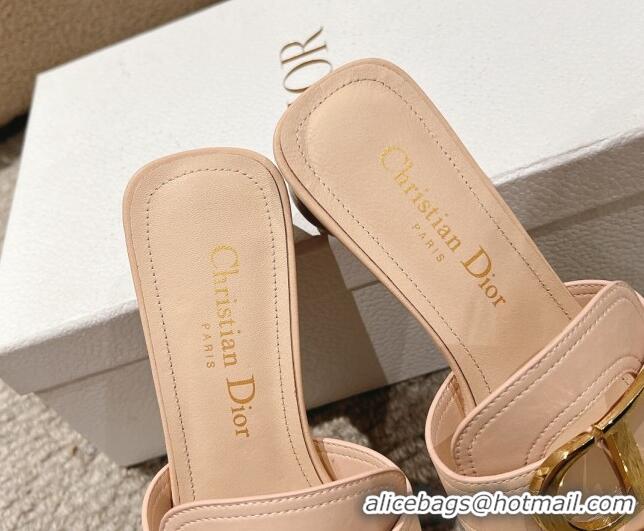 Popular Style Dior 30 Montaigne Heeled Slides Sandal 3.5cm in Calfskin Nude Pink 1231106