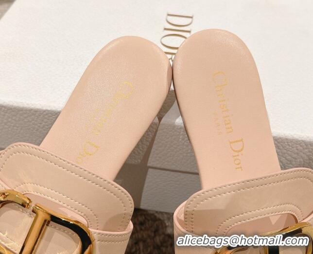 Luxurious Dior 30 Montaigne Flat Slides Sandal in Calfskin Nude Pink 1231107