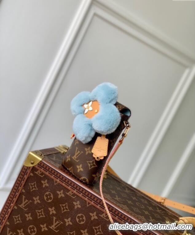 Famous Brand Louis Vuitton Vivienne Phone Pouch Mini Bag in Monogram Canvas and Azur Frost Green Shearling M12269 2025