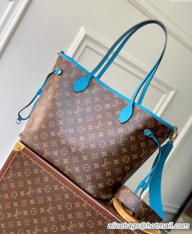 Classic Louis Vuitton Neverfull Bandouliere Inside Out MM Tote bag Monogram Canvas/Blue Textile M12096 2025