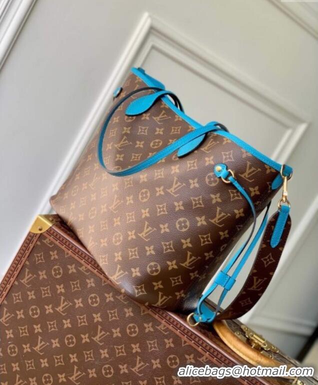 Classic Louis Vuitton Neverfull Bandouliere Inside Out MM Tote bag Monogram Canvas/Blue Textile M12096 2025