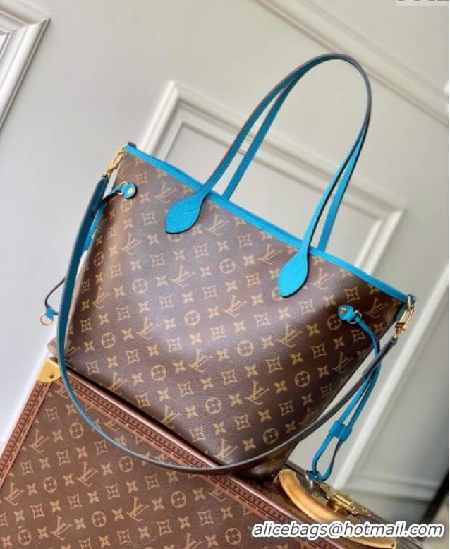 Classic Louis Vuitton Neverfull Bandouliere Inside Out MM Tote bag Monogram Canvas/Blue Textile M12096 2025