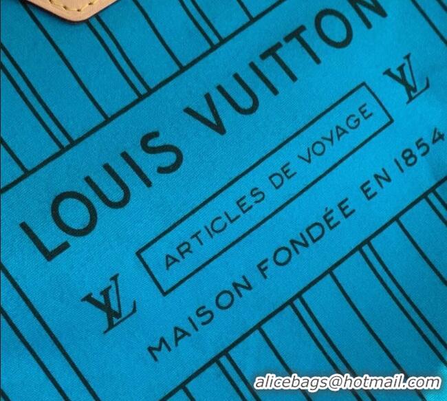 Classic Louis Vuitton Neverfull Bandouliere Inside Out MM Tote bag Monogram Canvas/Blue Textile M12096 2025