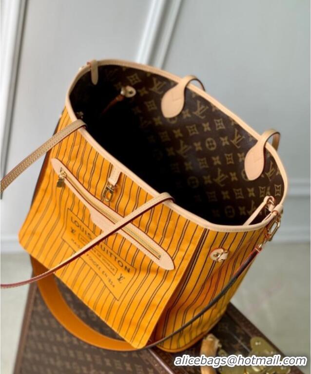 Top Grade Louis Vuitton Neverfull Bandoulière Inside Out MM Tote bag Monogram Canvas/Yellow Textile M11947 2025