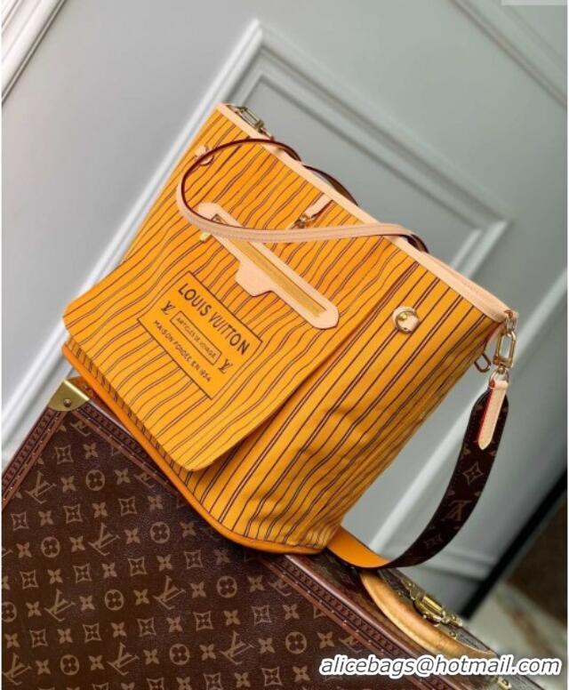 Top Grade Louis Vuitton Neverfull Bandoulière Inside Out MM Tote bag Monogram Canvas/Yellow Textile M11947 2025