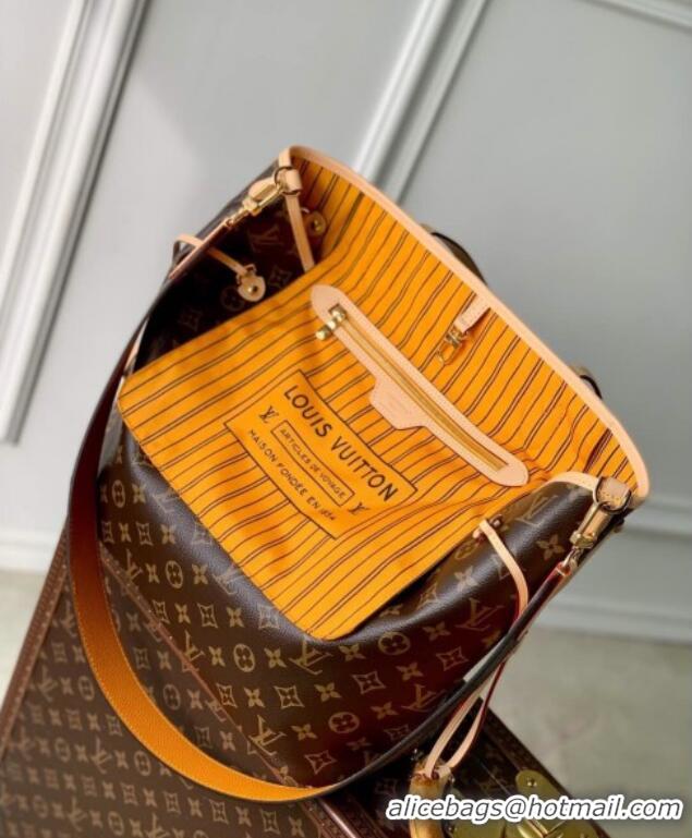 Top Grade Louis Vuitton Neverfull Bandoulière Inside Out MM Tote bag Monogram Canvas/Yellow Textile M11947 2025