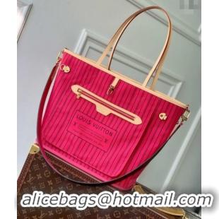 Best Design Louis Vuitton Neverfull Bandouliere Inside Out MM Tote bag Monogram Canvas/Rose Pondichery Pink Textile M122