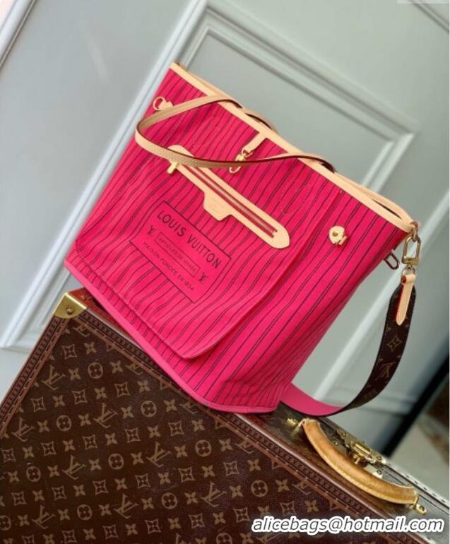 Best Design Louis Vuitton Neverfull Bandouliere Inside Out MM Tote bag Monogram Canvas/Rose Pondichery Pink Textile M122